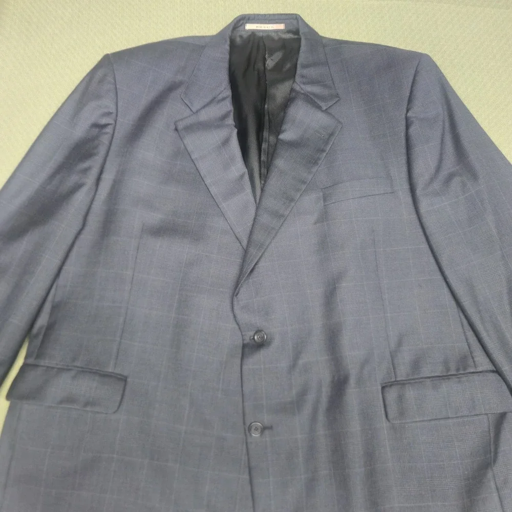 Burberry London Blazer Sport Coat Mens 52 Portly Gray Plaid 100% Wool Boyds Phl